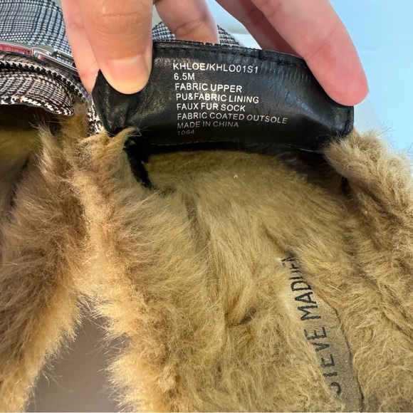 Steve Madden Plaid Khloe Faux Fur Mule SZ 6.5 - Picture 4 of 7